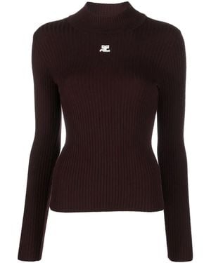 Courreges Re-Edition Rib Knit Mockneck Jumper - Black