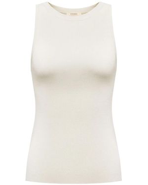 12 STOREEZ Crew-Neck Ribbed Tank Top - White