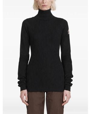 Moncler Ribbed-Knit Roll-Neck Sweater - Black