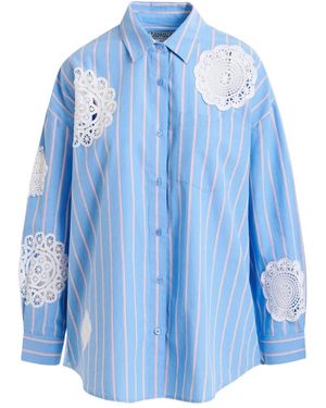 Essentiel Antwerp Chemise Rayée À Design Patchwork - Bleu