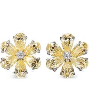 Anabela Chan 18Kt Marguerite Daisy Diamond Clip-On Earrings - Metallic