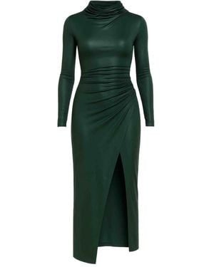LAPOINTE Draped-Neck Slit Midi Dress - Green