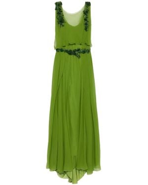 Alberta Ferretti Maxi-Abendkleid Aus Seide Mit Verziertem Bund - Grün