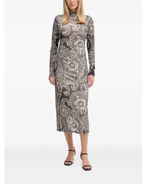 MARC AUREL Patterned Midi Dress - Black