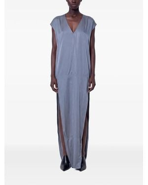 Rick Owens Arrowhead V-Neck Side-Slit Maxi Dress - Blue