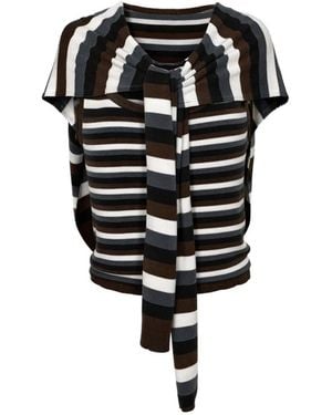 Monse Striped Detachable-Overlay Scoop-Neck Top - Black