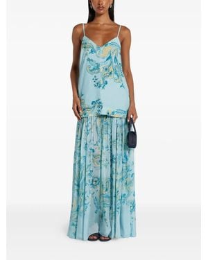 Hemant & Nandita Floral-Print Maxi Dress - Blue