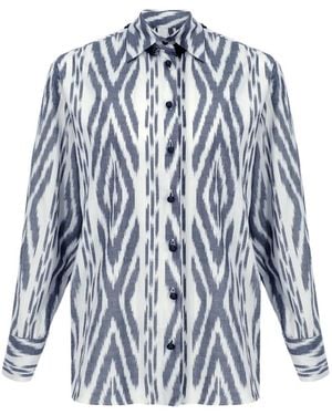 Punicana Chemise Frangée À Imprimé Géométrique - Blue