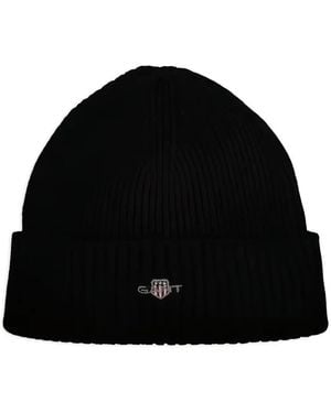 GANT Logo Cotton Blend Beanie - Black