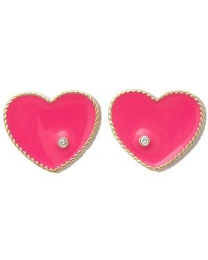 Yvonne Léon 9Kt Enamel And Diamond Earrings - Pink