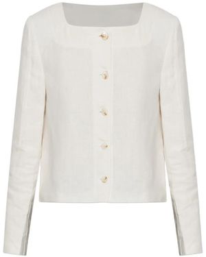 Posse Emma Square-Neck Button-Up Jacket - White