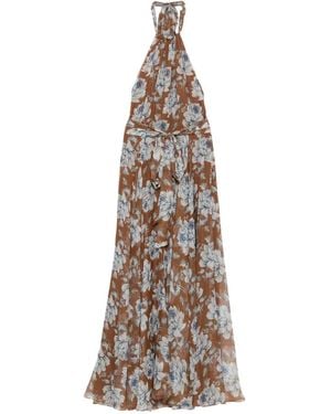 GIADA CURTI Floral-Print Halterneck Dress - Natural