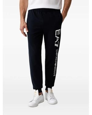 EA7 Logo-Print Track Pants - Black