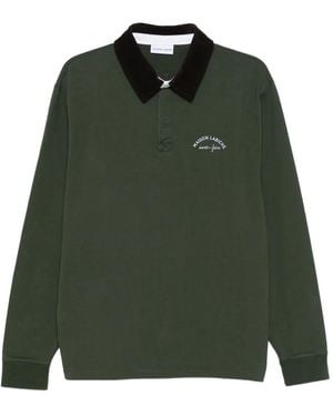 Maison Labiche Long-Sleeve Velvet-Collared Shirt - Green