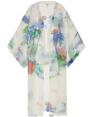 Amir Slama Floral-Print Cover-Up - Blue