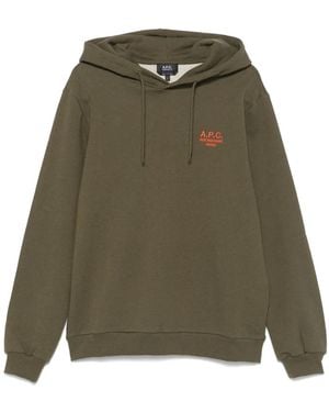 A.P.C. Logo-Print Hoodie - Green