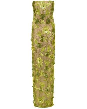 Rachel Gilbert Vestido de fiesta Pierre con apliques florales - Verde