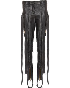 Balmain レザー カーゴパンツ - グレー