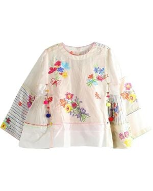 Péro Floral-Print Embroidered Blouse - White
