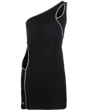 Philipp Plein Crystal Embellished Asymmetrical Mini Dress - Black
