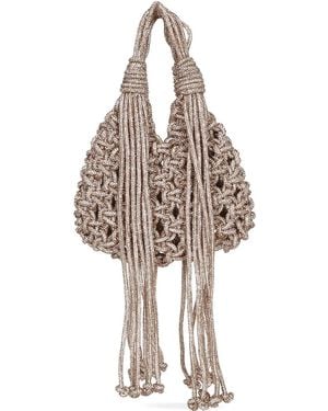 HIBOURAMA Mini Vannifique Crystal-Embellished Fringe Tote Bag - Metallic