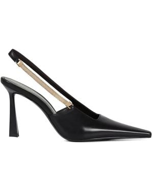 POTAMY Chain Strap Leather Pumps - Black