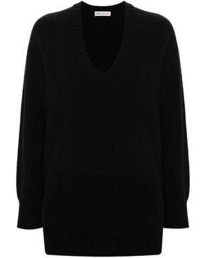 MODES GARMENTS V-Neck Fine-Knit Sweater - Black