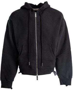 MATIERES FECALES Zip-up Hooded Jacket - Black