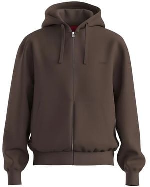 HUGO Hoodie Zippé En Coton Éponge À Logo Imprimé - Marron