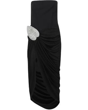 David Koma Crystal-Embellished Ruched Midi Dress - Black