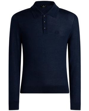 Etro Polo-Style Wool And Silk Jumper - Blue