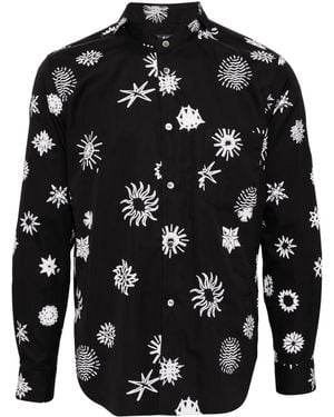 COMME DES GARÇON BLACK Graphic-Print Cotton Button-Down Shirt - Black