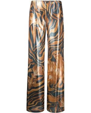 Alberta Ferretti Swirl Print Wide Leg Pants - Blue