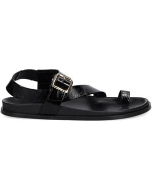 Alohas Leather Flat Sandals - Black