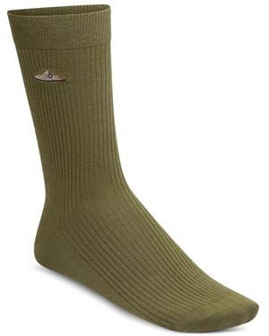 Birkenstock Embroidered-Logo Ribbed Socks - Green