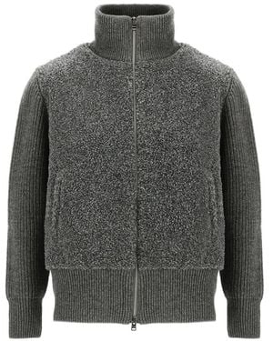 Herno Resort Ribbed-Knit Cardigan - Gray