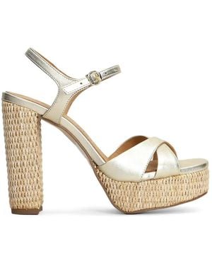 Pedro Miralles Metallic-Effect Raffia-Platform Sandals