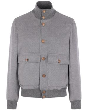 Brunello Cucinelli Button-Up Wool Jacket - Gray