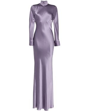 Michelle Mason Long Sleeve Silk Gown - Purple
