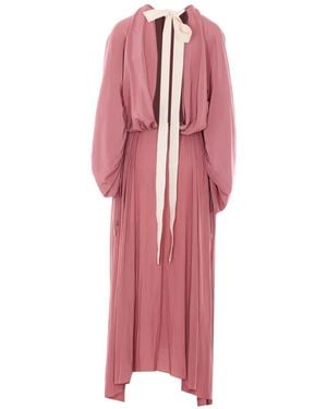 Lanvin Tie-Detail Pleated Maxi Dress - Pink