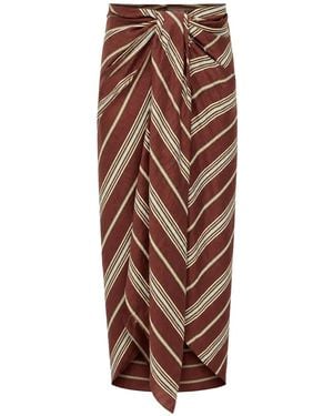 A.L.C. Rhodes Striped Wrap Midi Skirt - Brown