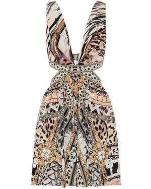 CAMILLA Mosaic Muse Cut-Out Mini Dress - White