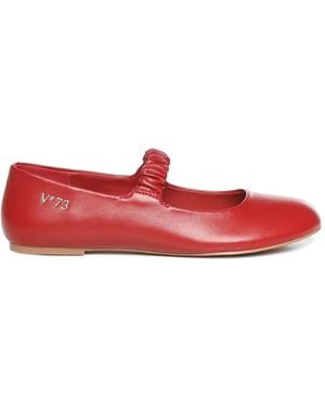 V73 Alene Ruched-Strap Ballet Flats - Red