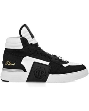 Philipp Plein Phantom Kicks ミッドトップ レザースニーカー - ブラック