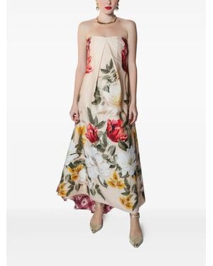 Lethicia Bronstein Marigold Double-Print Strapless Maxi Dress - White
