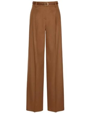 Max Mara Wool Wide-Leg Trousers - Brown