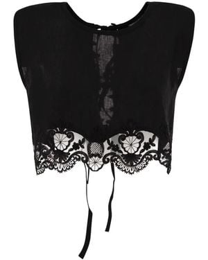 Maurizio Mykonos Broderie Anglaise Lace-Up Top - Black
