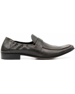 MM6 by Maison Margiela Swing-Toe Leather Loafers - Grey