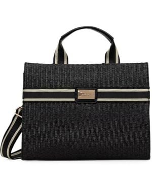 Morgan Bolso Shopper Con Placa Del Logo - Negro