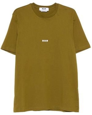 MSGM Cotton T-Shirt With Front Printed Logo - Green